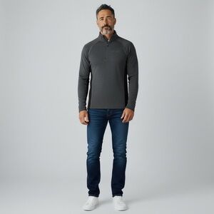 Ibex Men's Zque Certified Merino Wool 1/4 Zip Long Sleeve Shirt Gray Size Medium